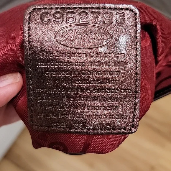 Brighton Scarlet Bronze Fold Over Silver Chain Leather Bag - Picture 7 of 8